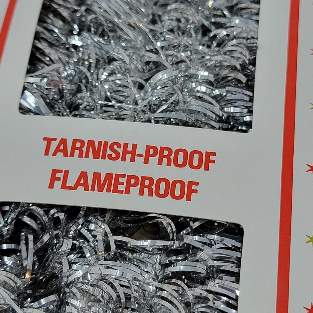 8 Boxes Vintage Silver Kresge Rope Twist Metalized Plastic Tinsel Garland  10 Ft